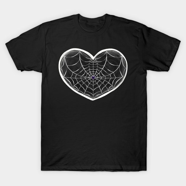 Spider Web Heart T-Shirt by Metal Tea